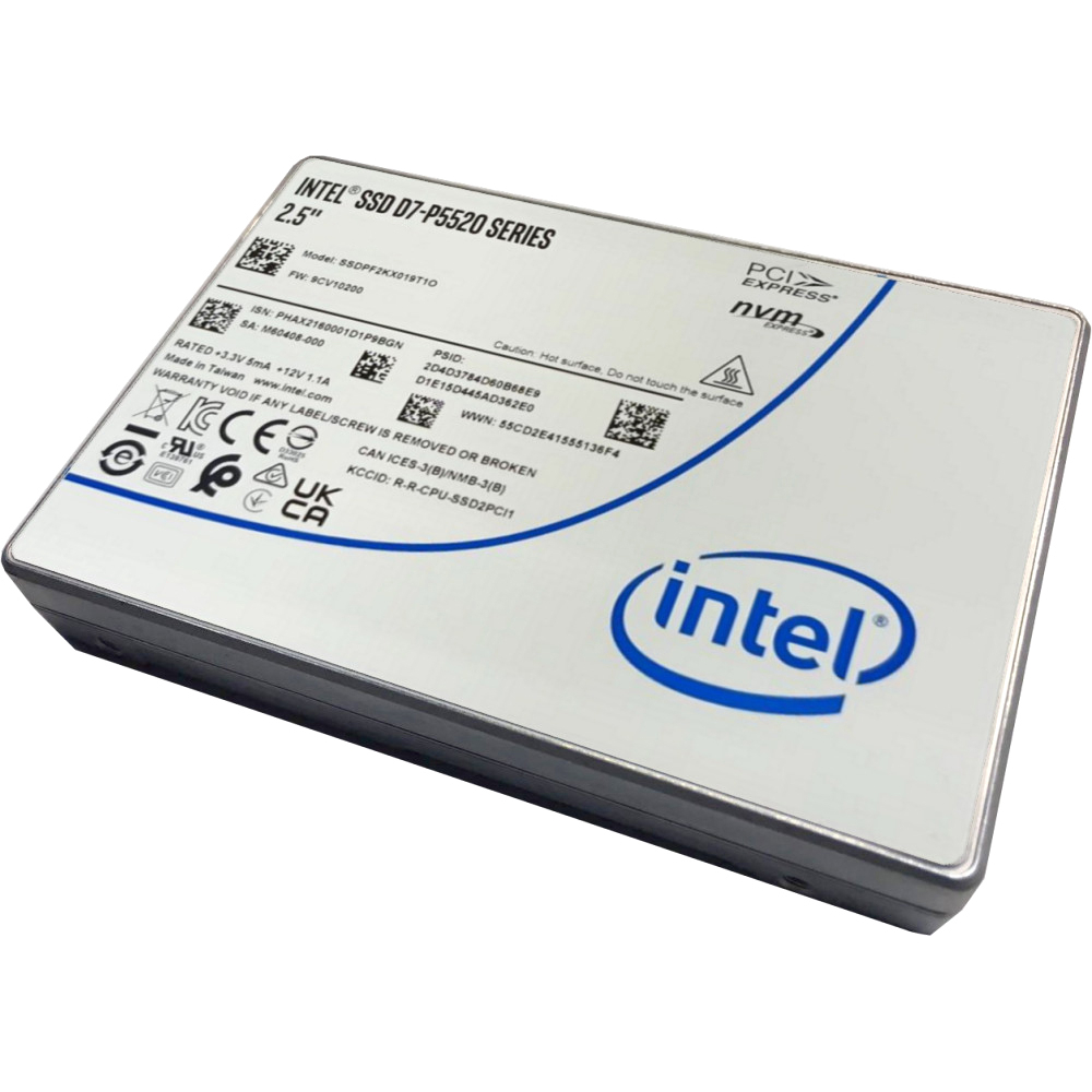 Твердотельный накопитель Intel SSD D7-P5520 Series, 3.84TB, U.2(2.5" 15mm), NVMe, PCIe 4.0 x4, TLC, R/W 6700/3600MB/s, IOPs 1 000 000/200 000, TBW 7000, DWPD 1 (12 мес.)
