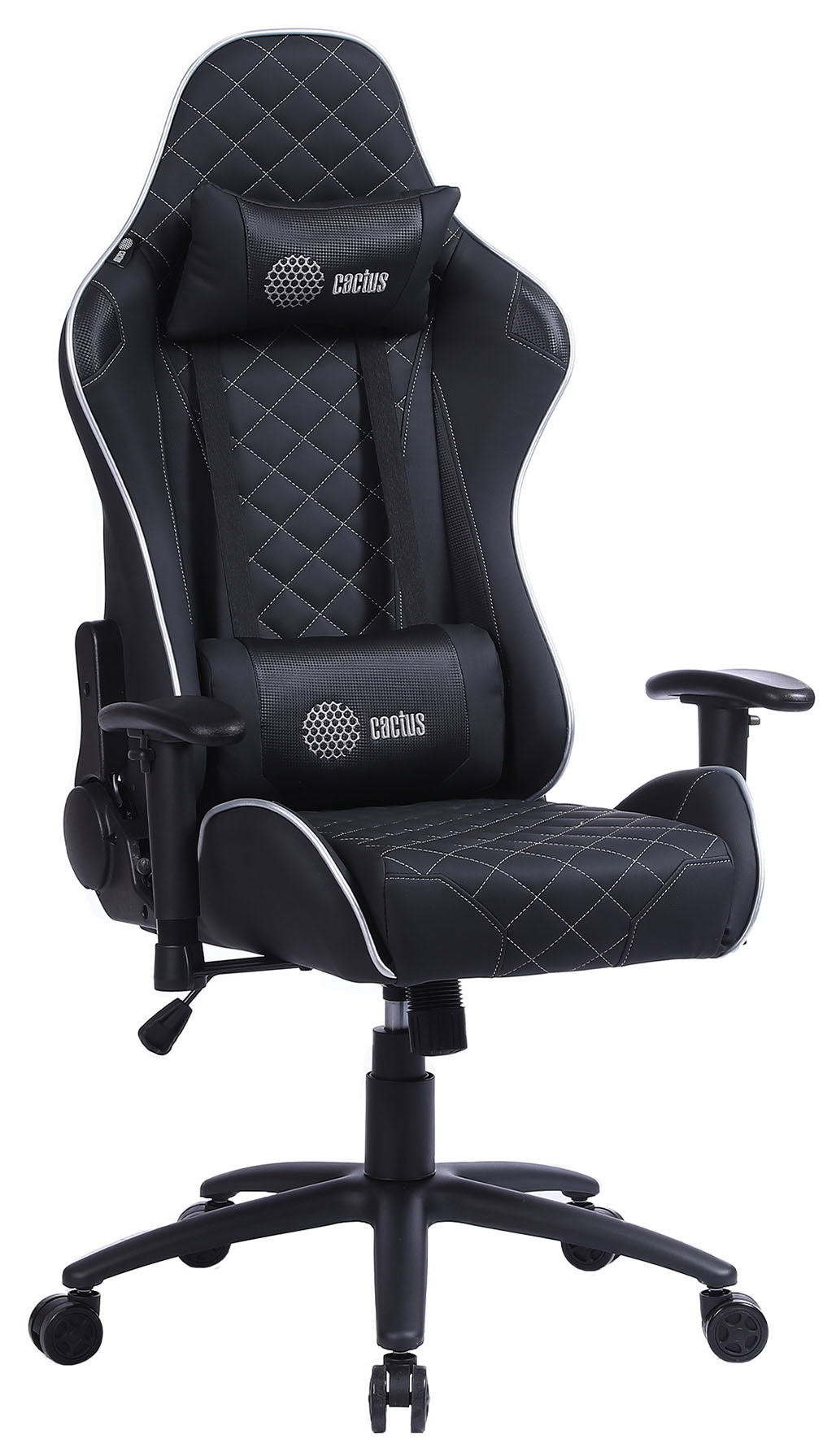 Кресло игровое Cactus CS-CHR-030BLS черный/серебристый сиденье эко.кожа с подголов. крестовина металл пластик черный
